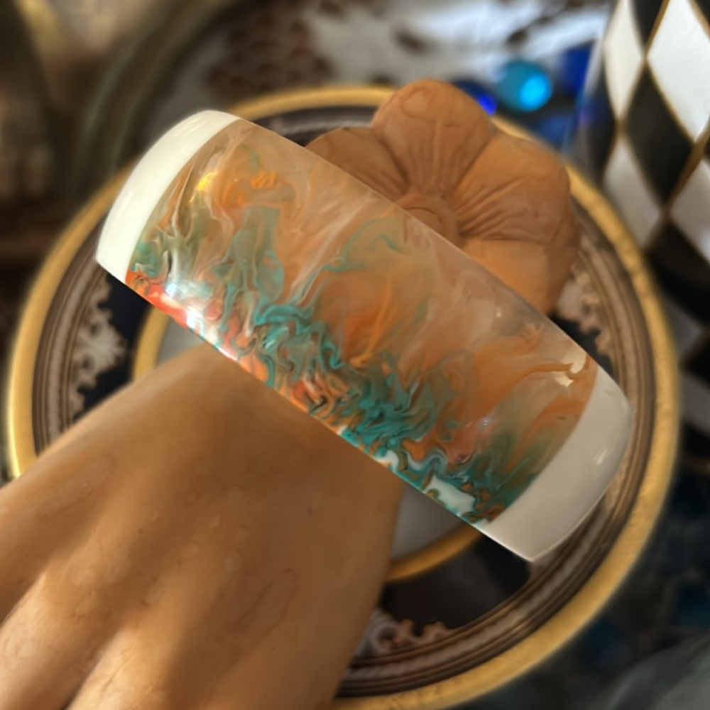 Lucite & Resin Wide Bangle Bracelet - Picture 3 of 7